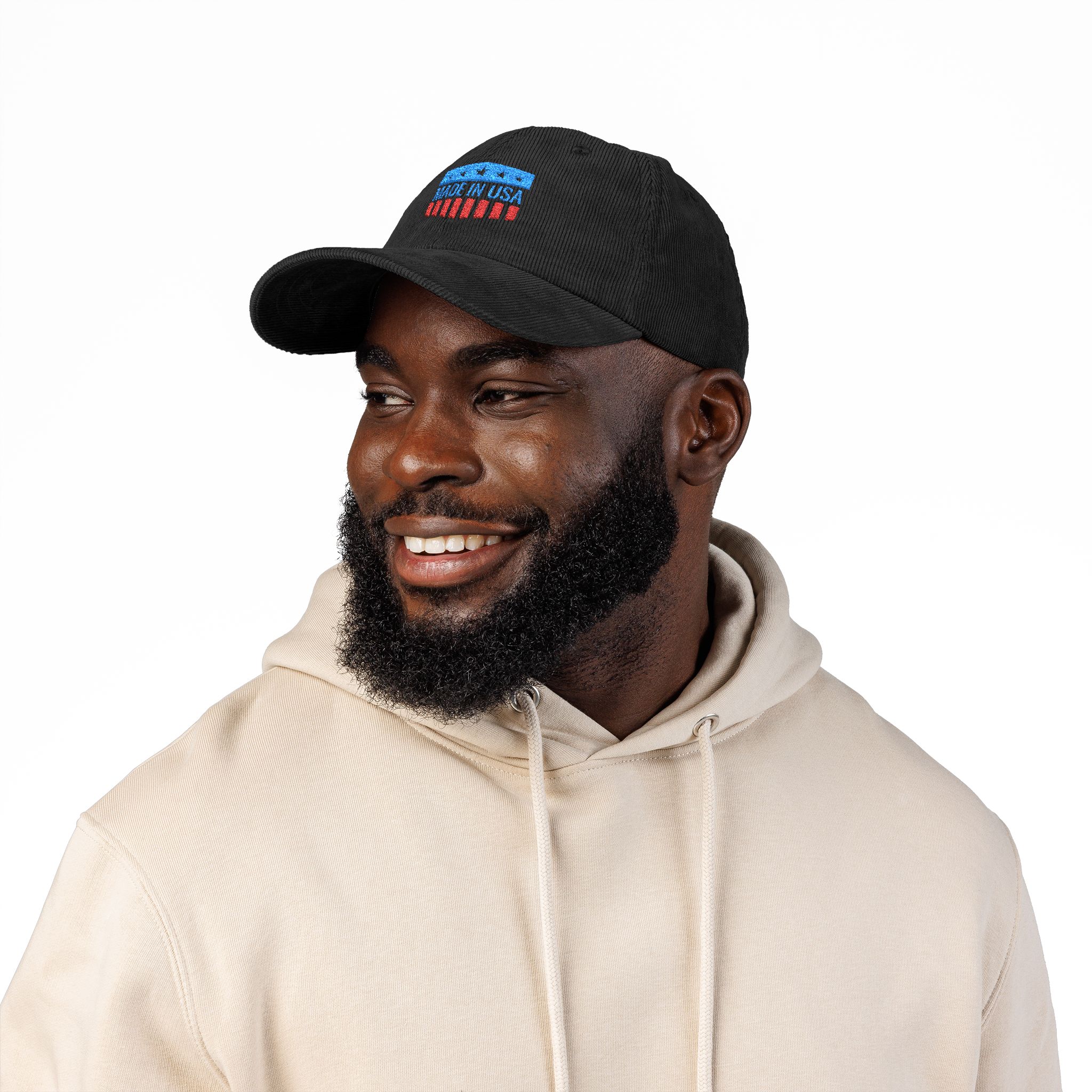Corduroy Baseball Cap – Embroidered "Made in USA" Vintage Flag - Image 10