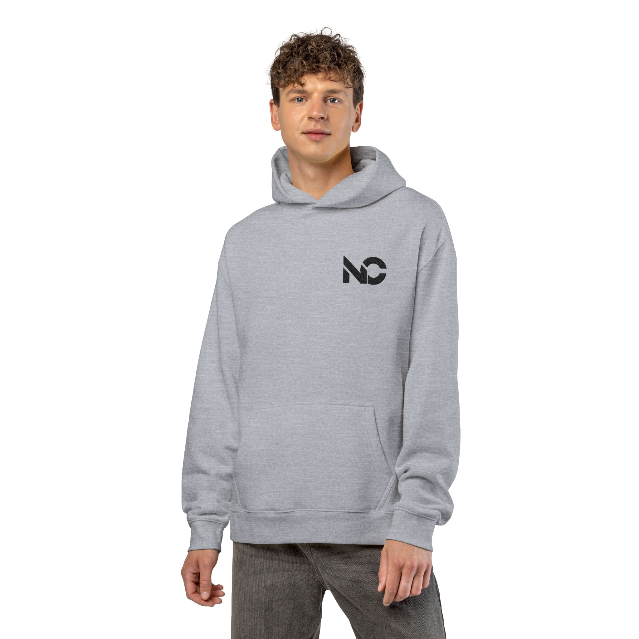 Minimal 'No' Logo Relaxed Hoodie - Small Chest Graphic, Casual Streetwear - Image 4
