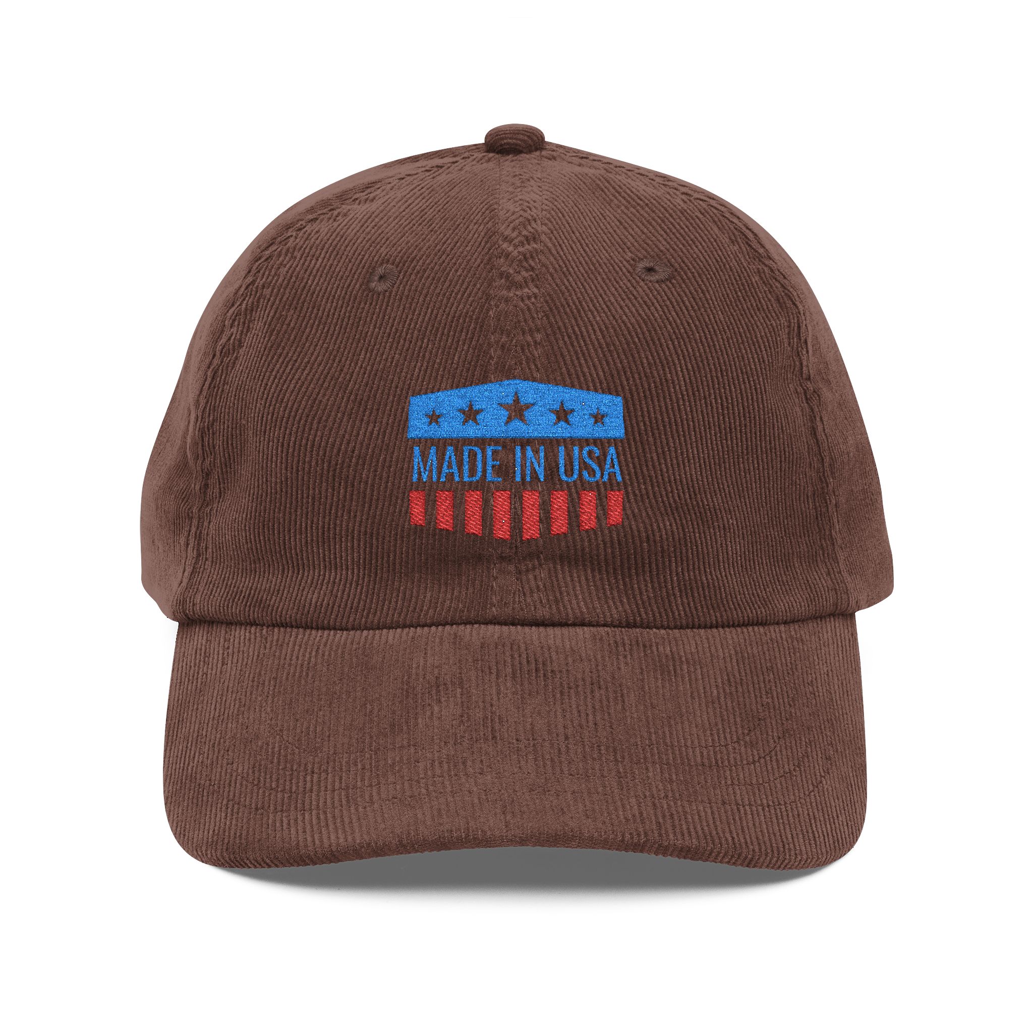 Corduroy Baseball Cap – Embroidered "Made in USA" Vintage Flag - Image 5