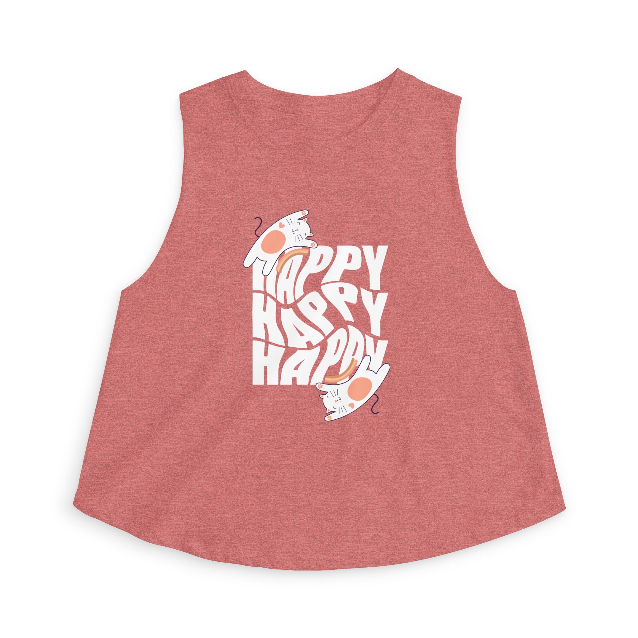 Happy Sushi Women's Crop Top — Retro 'Happy' Graphic Tank for Casual Summer Wear - Image 6