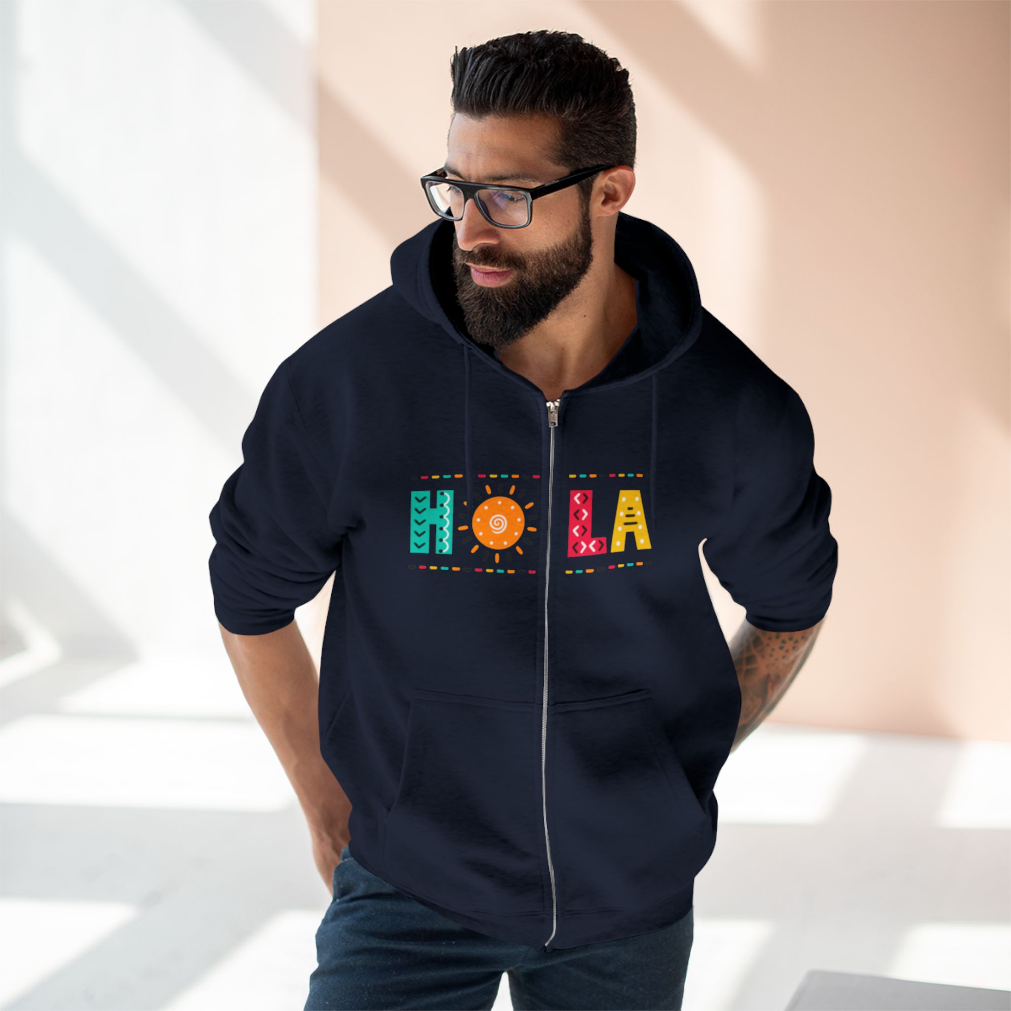 Zip Hoodie - Colorful HOLA Design - Image 8