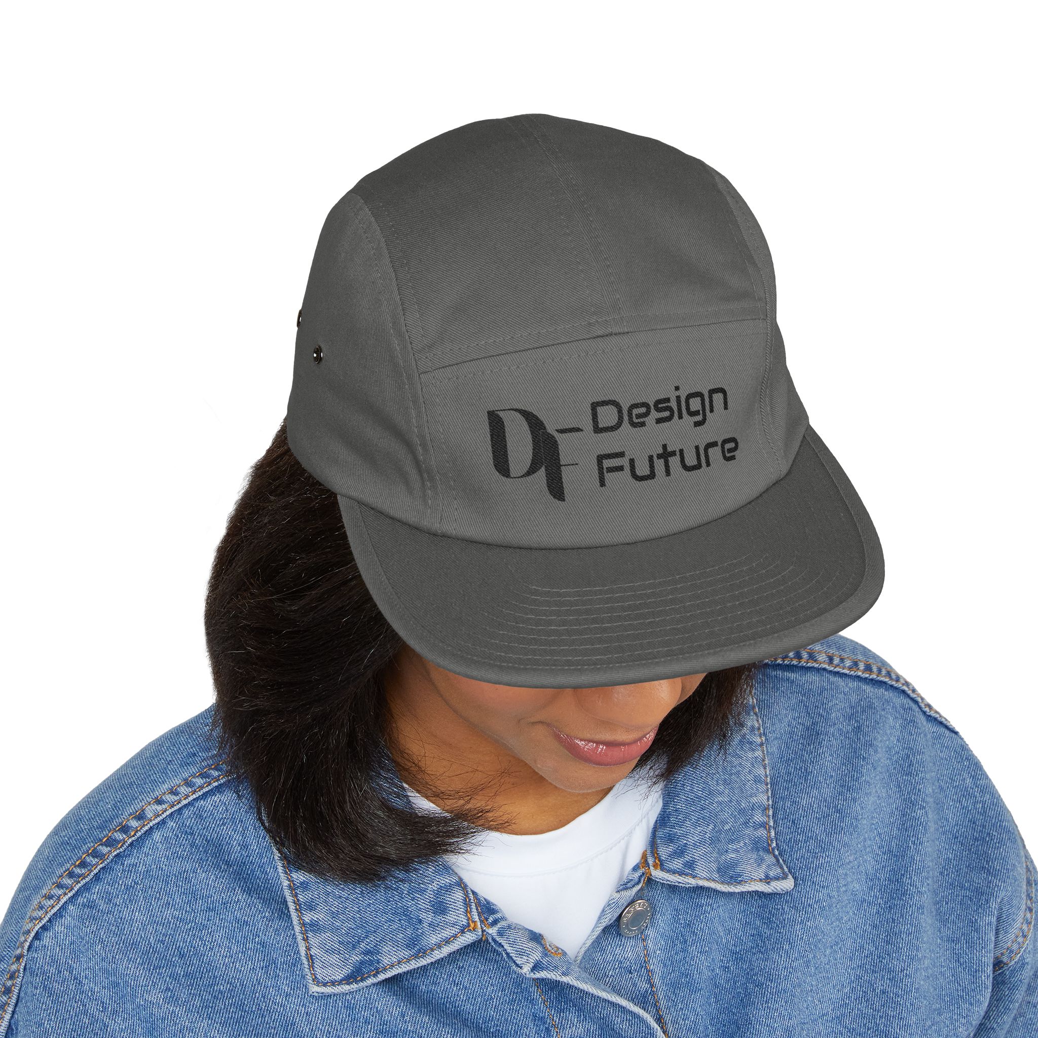 Embroidered 5-Panel Cap — 'Design Future' Logo Cotton Hat - Image 5