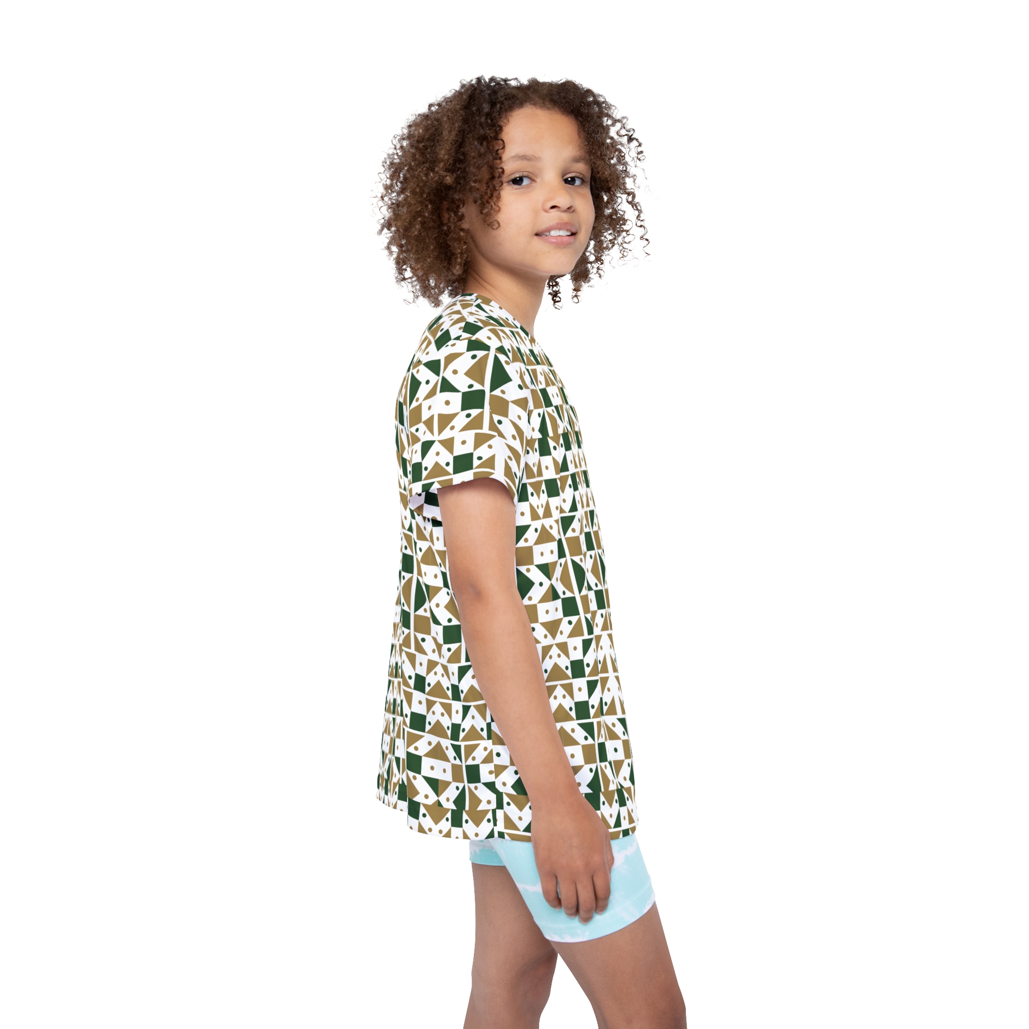 Geometric Green & Gold Kids Jersey - Image 8